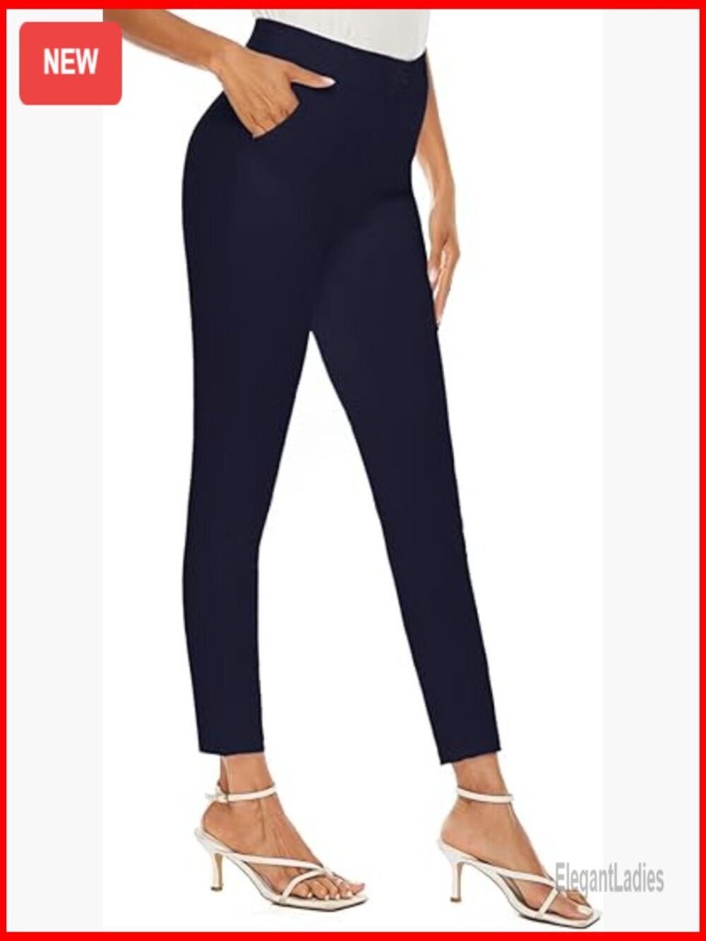 High Waist Skinny Stretch Work Pants with Pockets